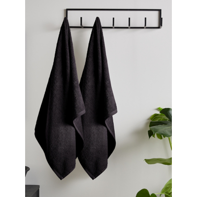 Catherine Lansfield Quick Dry Black Cotton Towels - 2PK Bath Sheet / Black