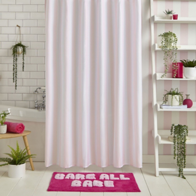 Sassy B Stripe Tease White & Pink Shower Curtain Home at ASDA