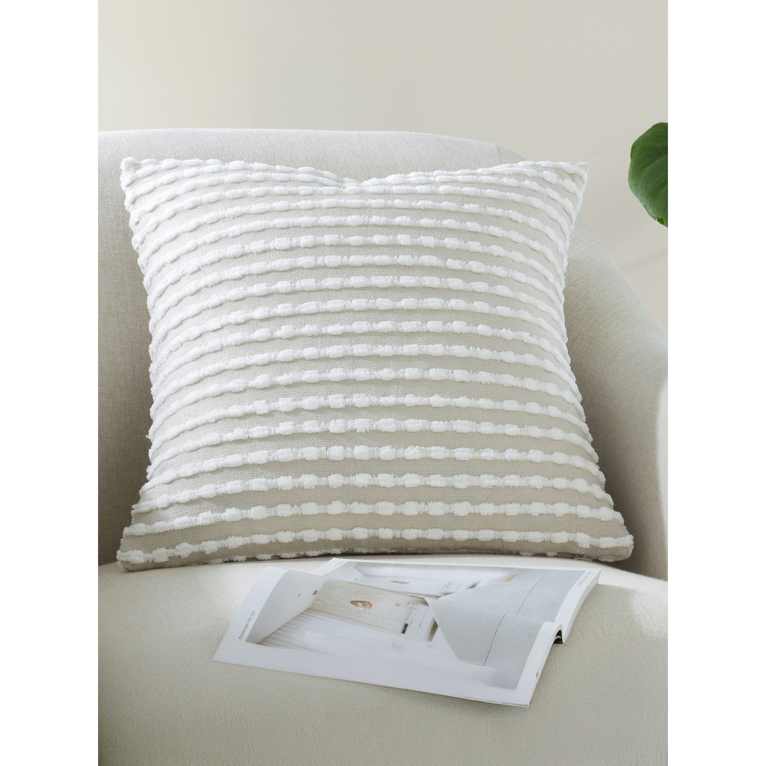Cat Natural Catherine Lansfield Stab Stitch Cushion