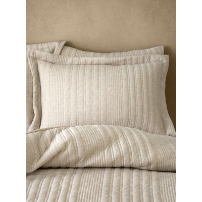 Pineapple Elephant Tamba Quilted Jersey Stripe Oxford Pillowcase Pair - One Size / Natural