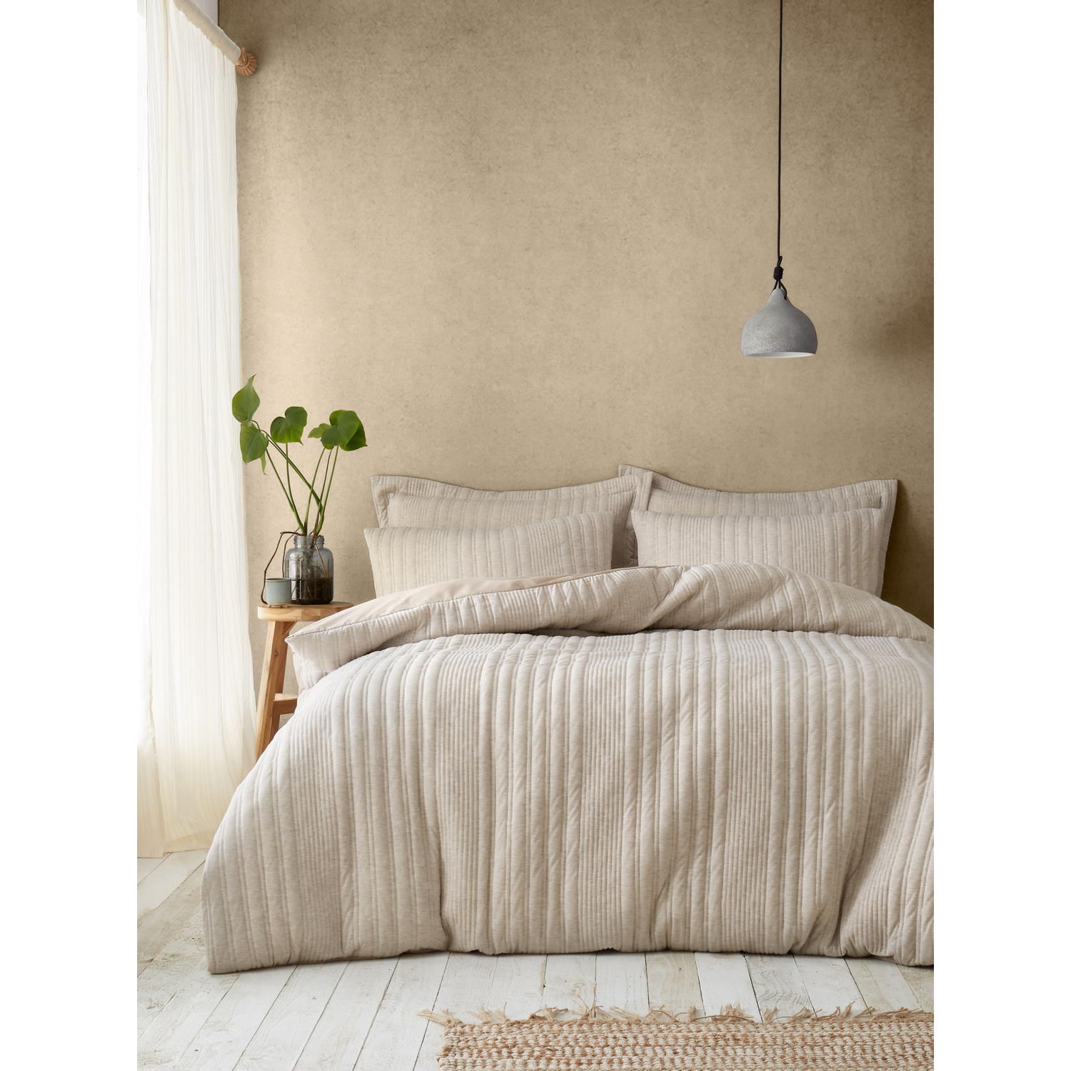 Julian Charles Natural Pineapple Elephant Tamba Quilted Jersey Stripe Duvet Set - Super King - Image 6