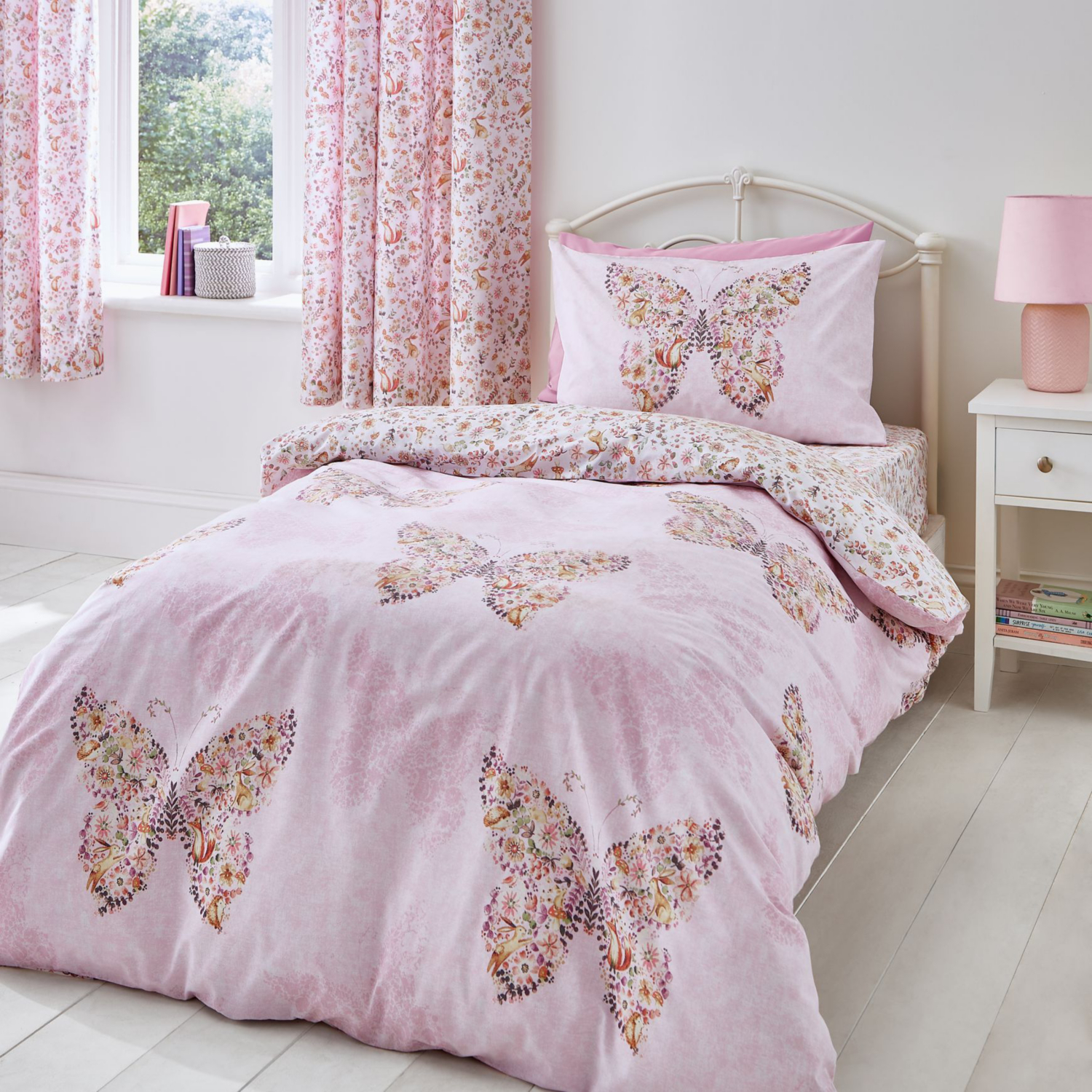 Cat Pink Catherine Lansfield Enchanted Butterfly Duvet Cover Set