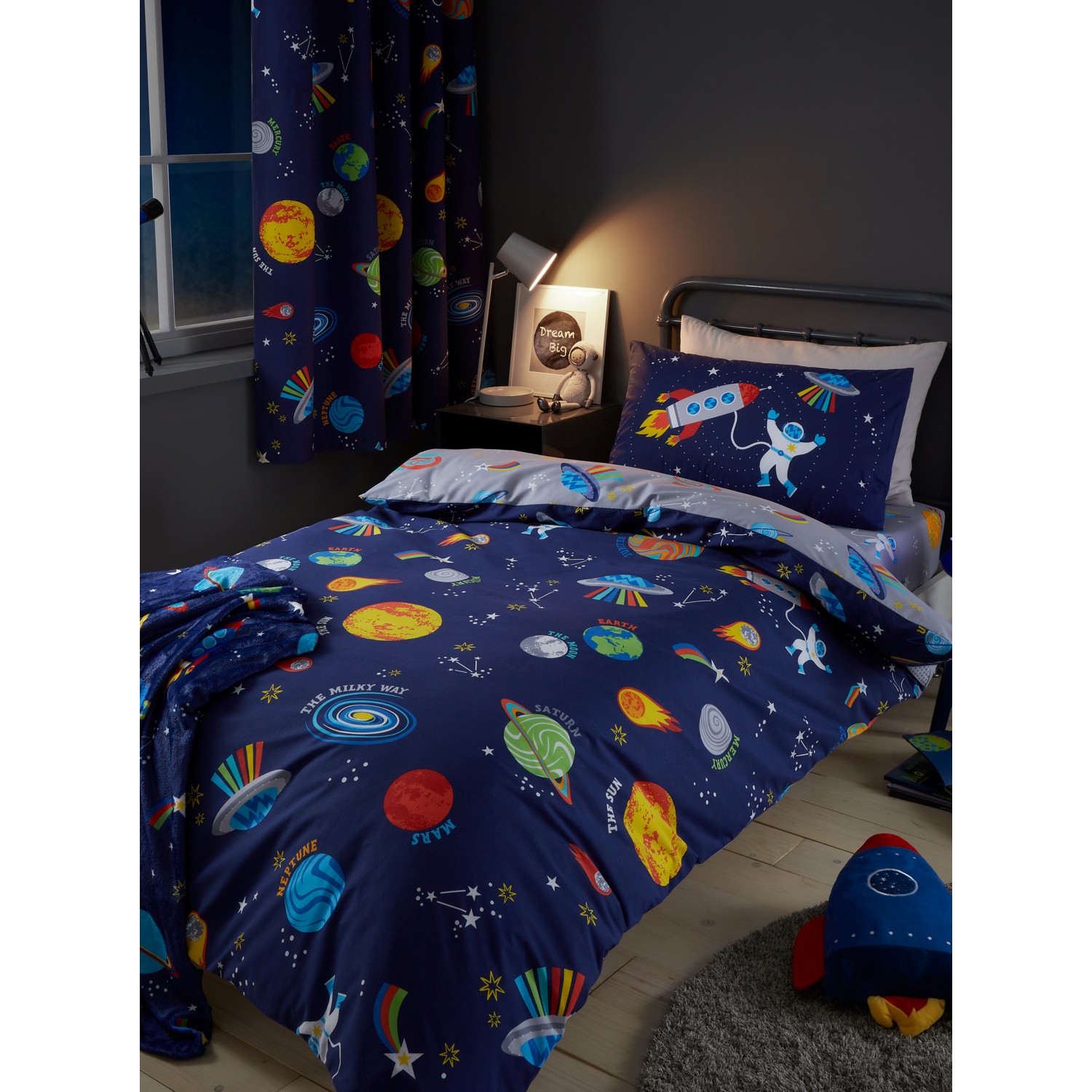 Cat Blue Catherine Lansfield Lost In Space Duvet Cover Set