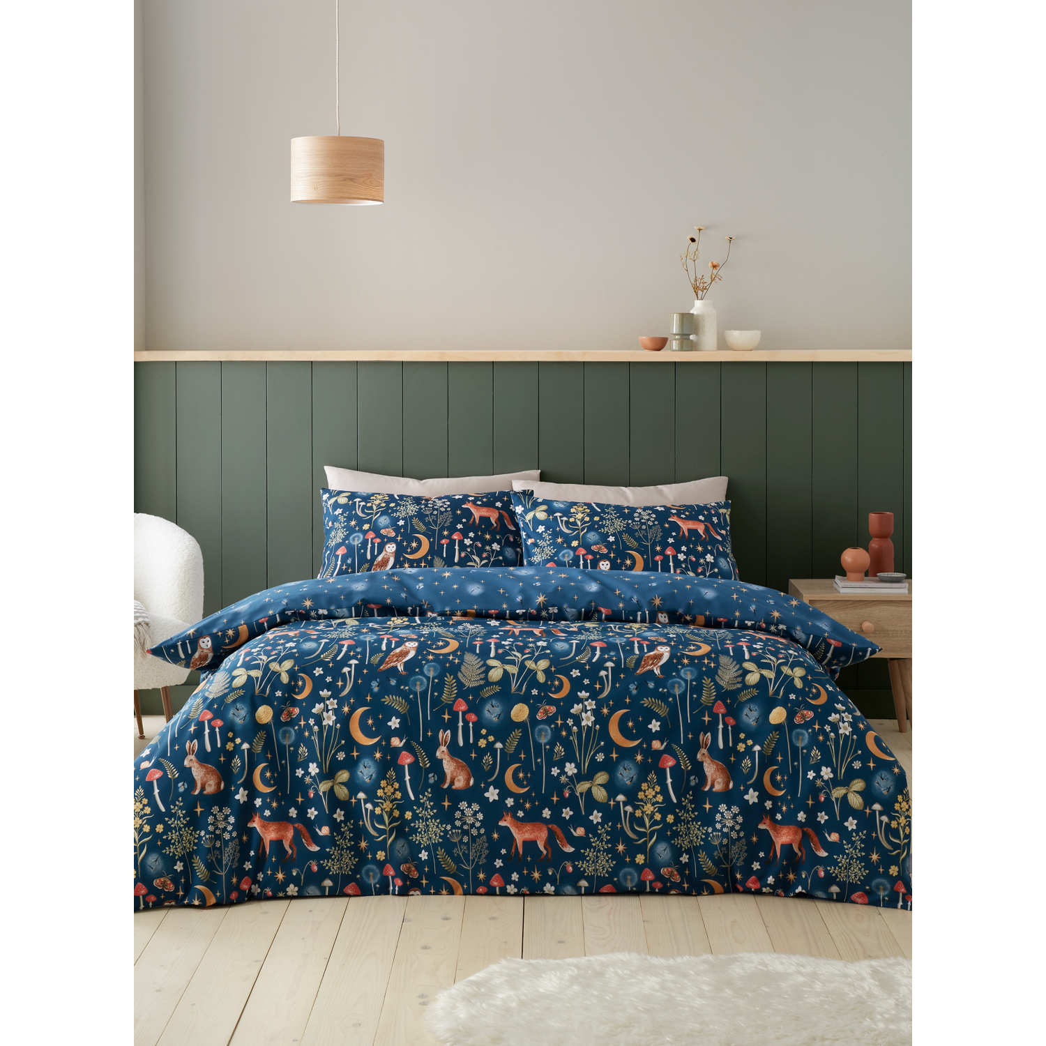Cat Navy Catherine Lansfield Enchanted Twilight Duvet Set