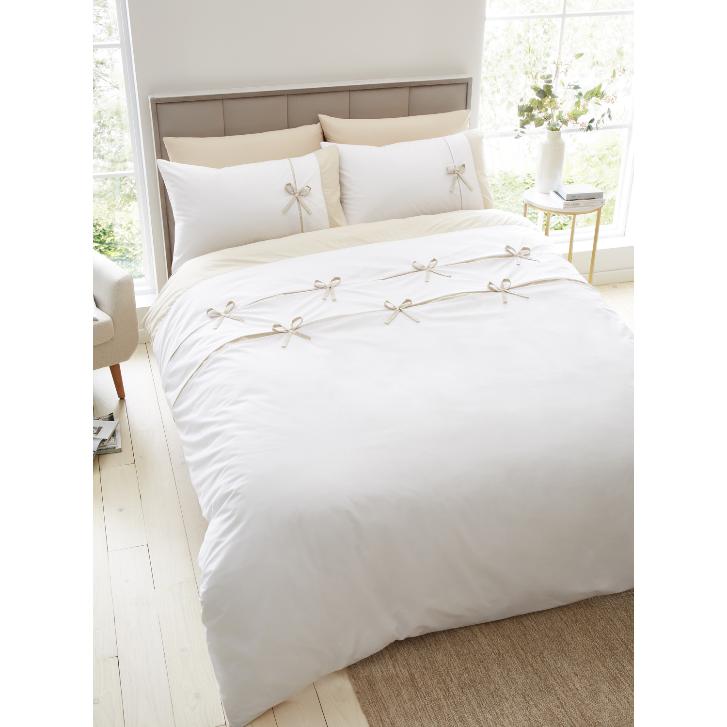 Cat Oatmeal Catherine Lansfield Milo Bow Duvet Cover Set