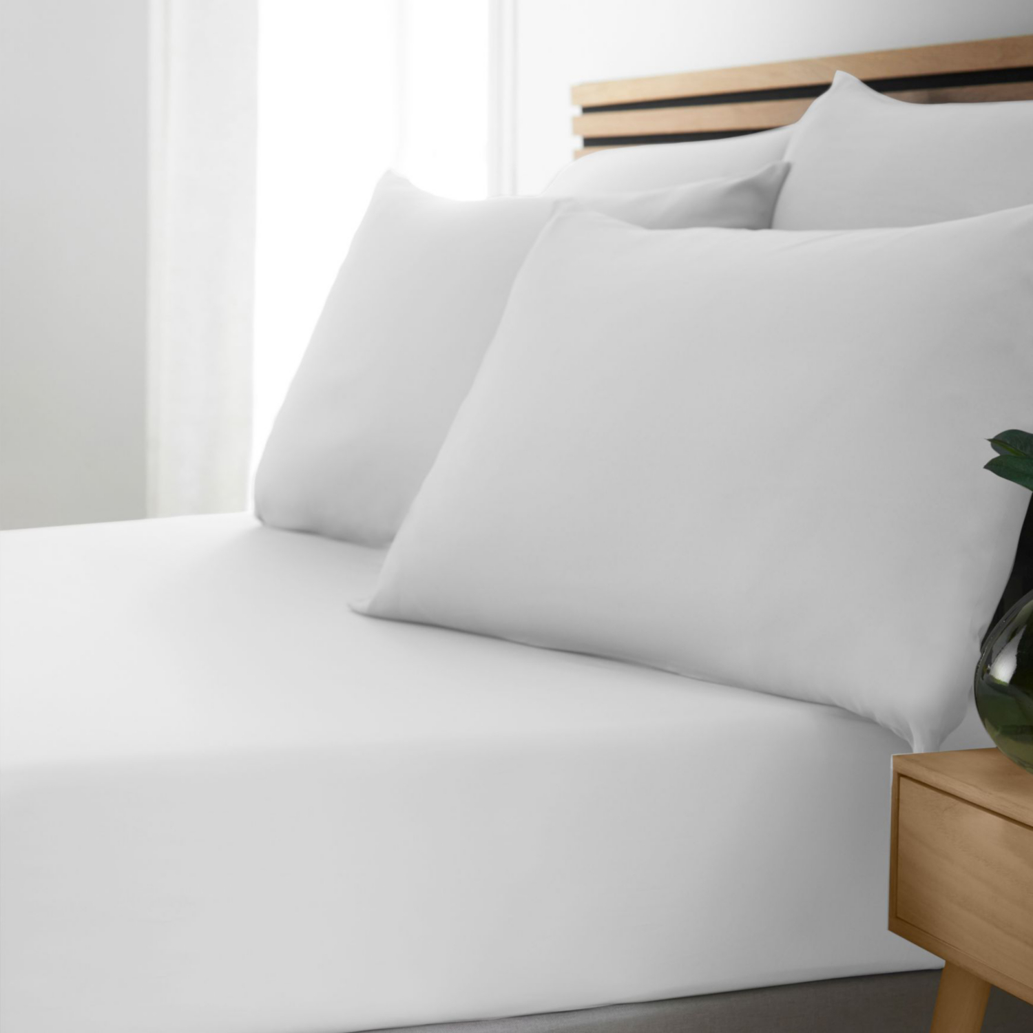 Cat White Catherine Lansfield So Soft Non-Iron Fitted Sheet
