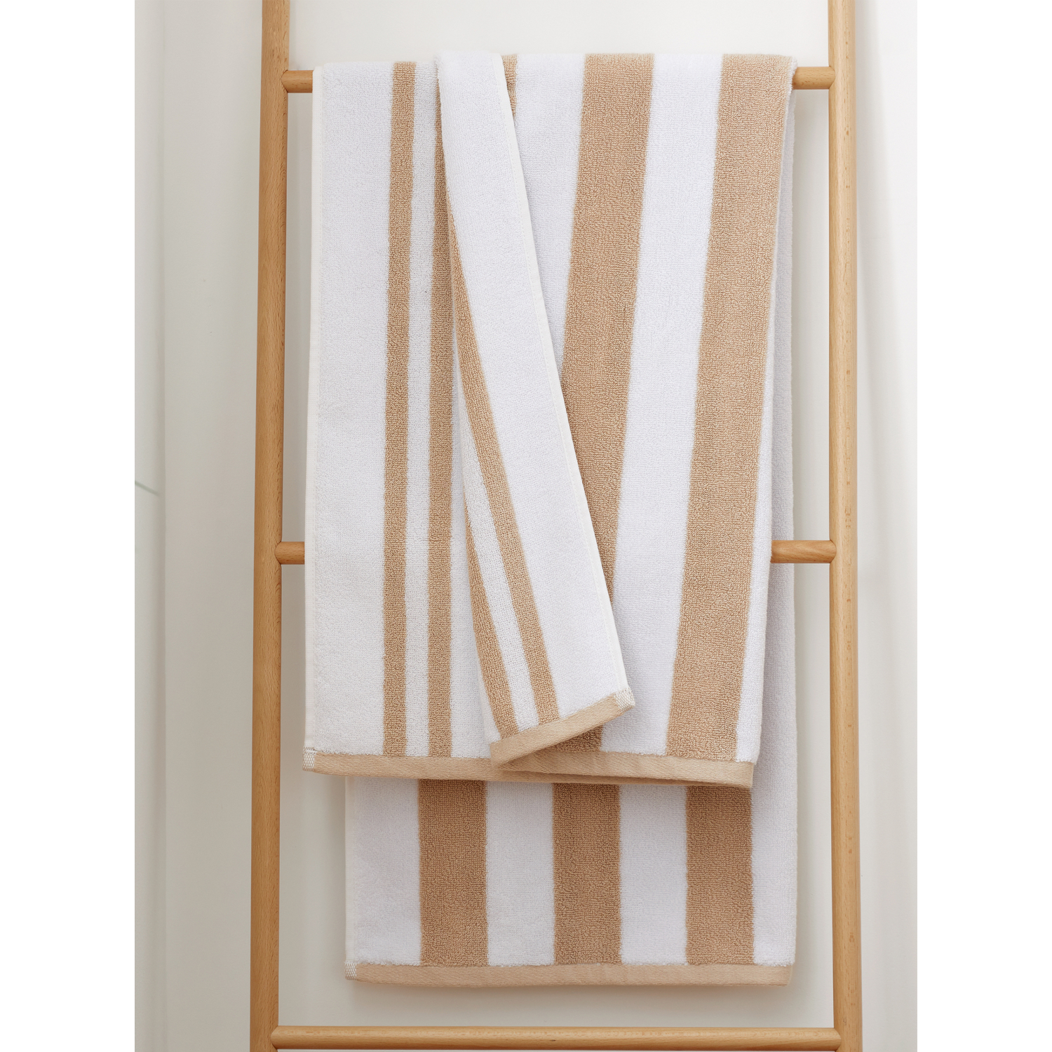 George Natural Bianca Reversible Stripe Cotton Jacquard Towel Range