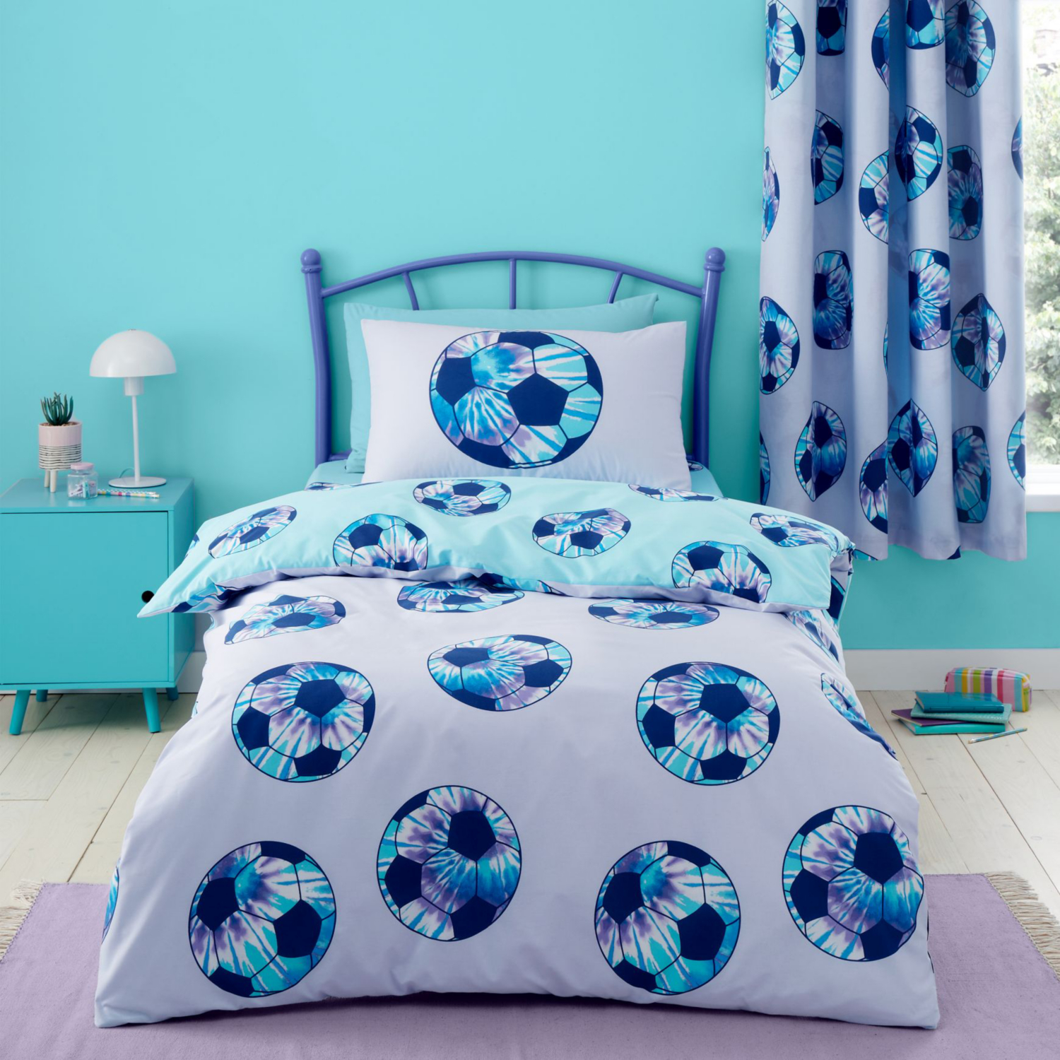 Cat Lilac Catherine Lansfield Tie Dye Football Duvet Cover Set