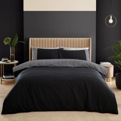 Catherine Lansfield Artemis Black Greek Key Duvet Set - Double / Black