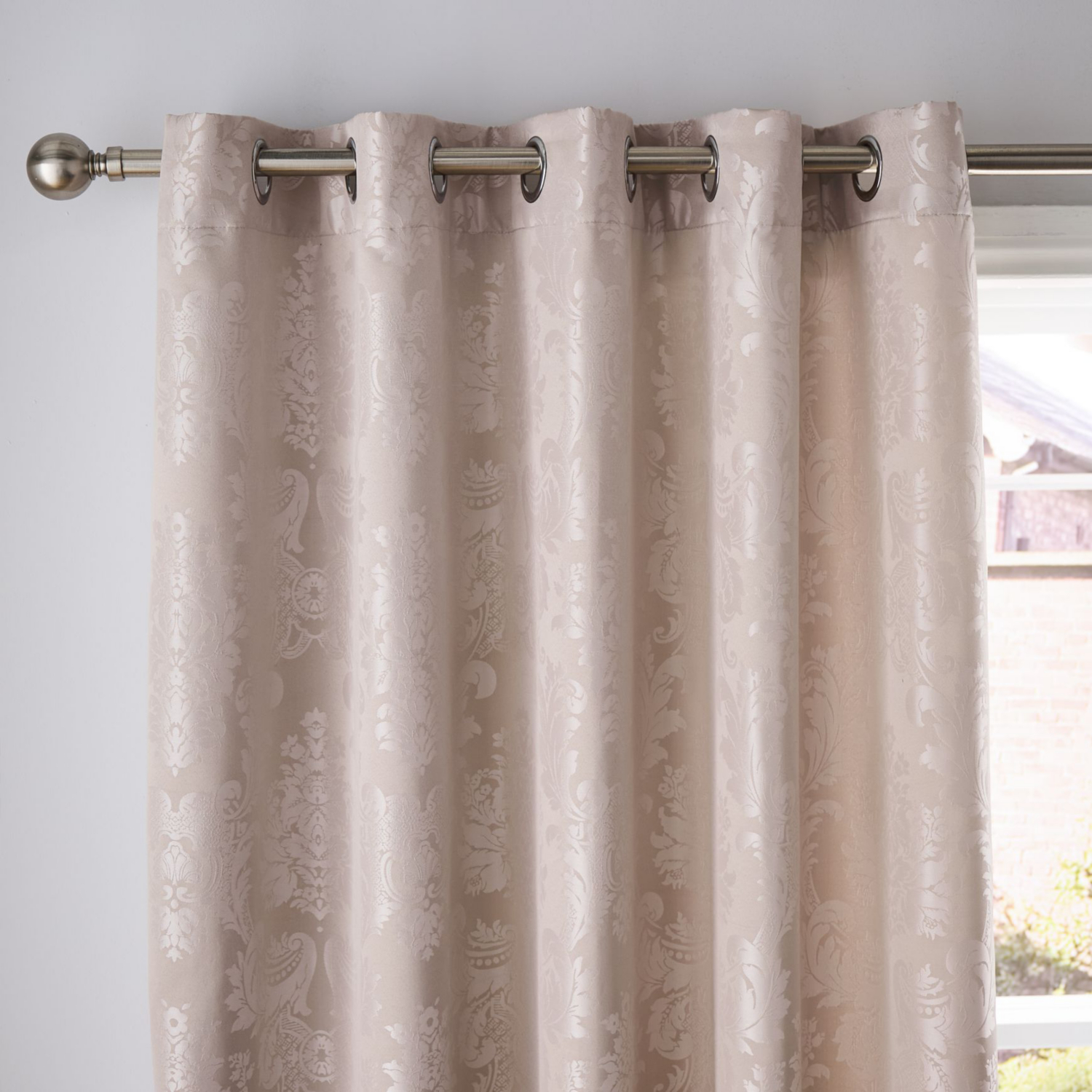 Damask Jacquard Lined Eyelet Curtains - Image 8