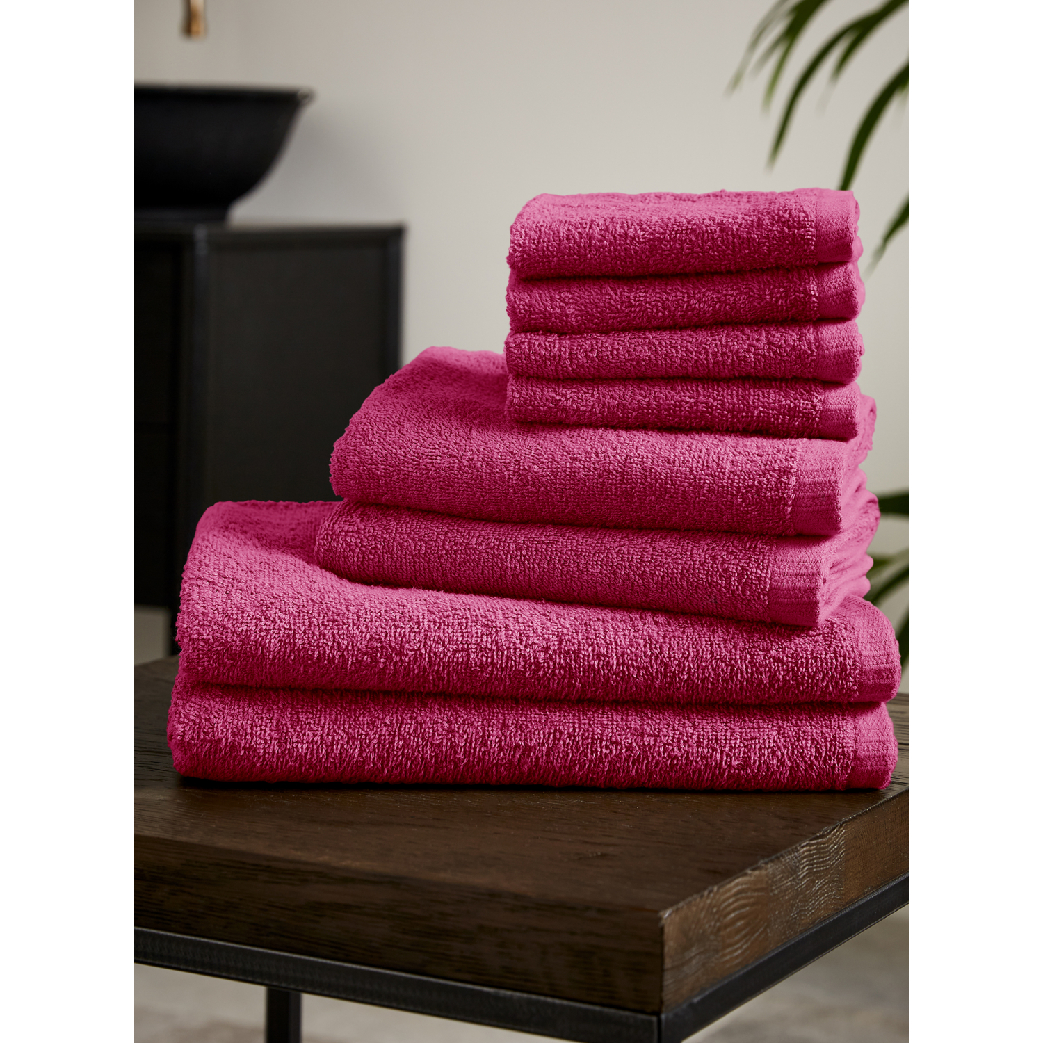 Cat Deep Pink Catherine Lansfield Quick Dry Towel Bale - Set Of 8