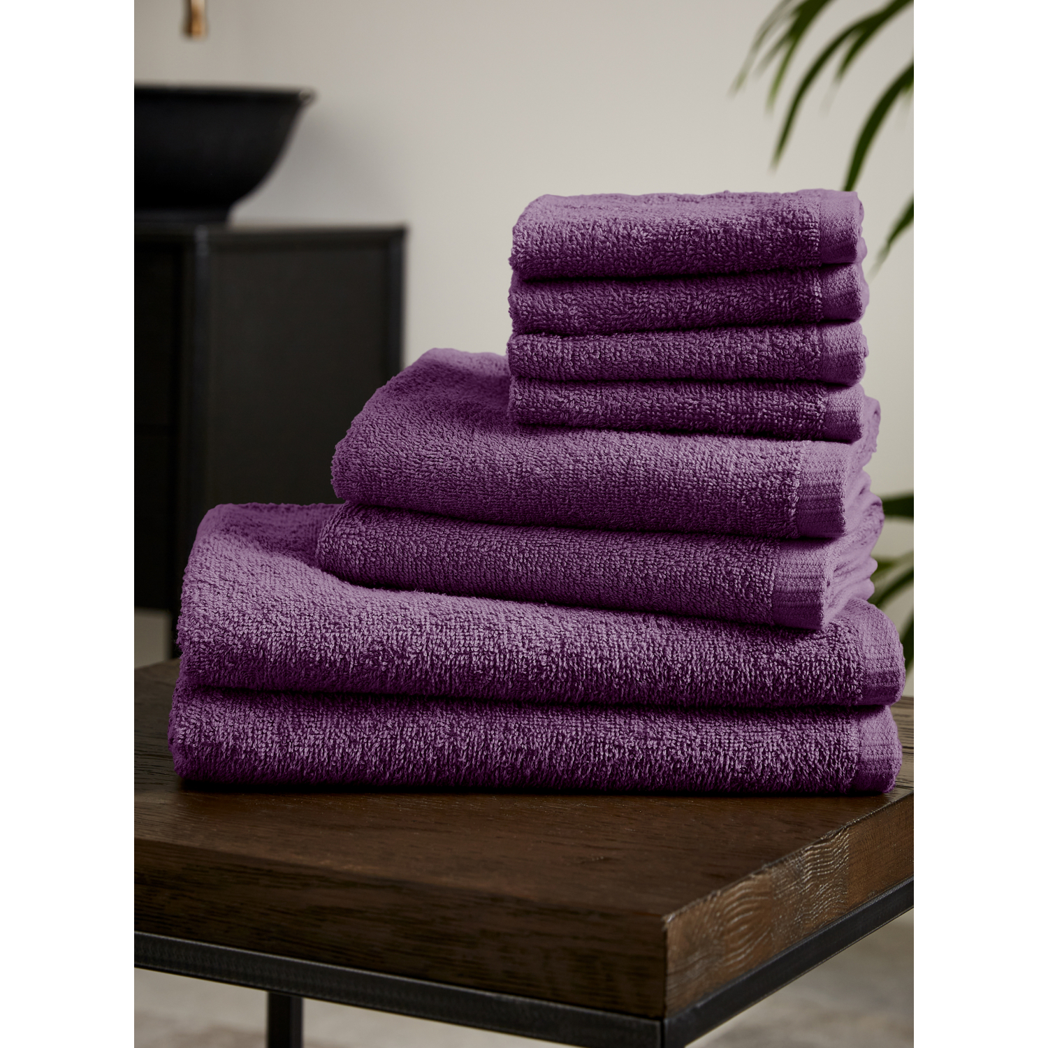 Plum Catherine Lansfield Quick Dry Towel Bale - Set Of 8