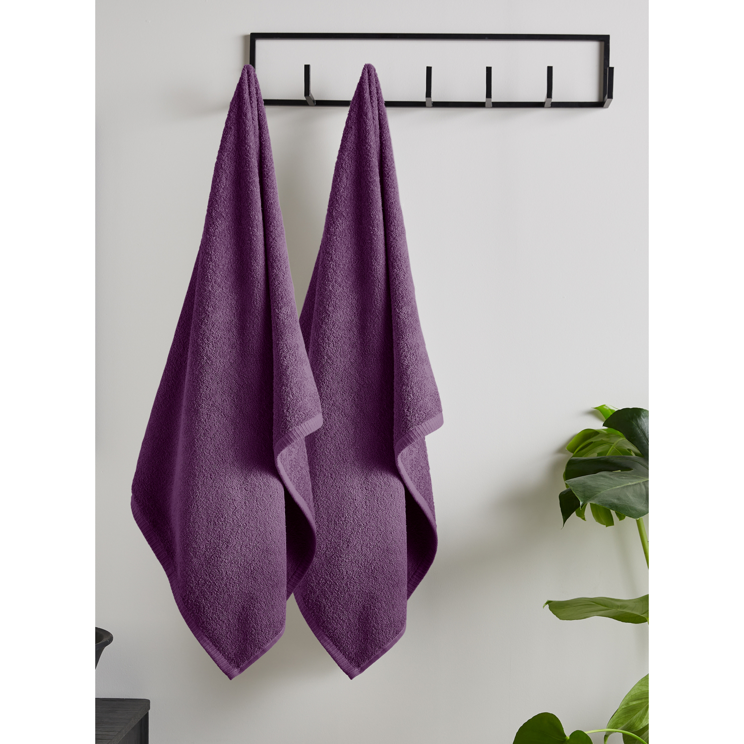 Plum Catherine Lansfield Quick Dry Bath Sheet - Set Of 2