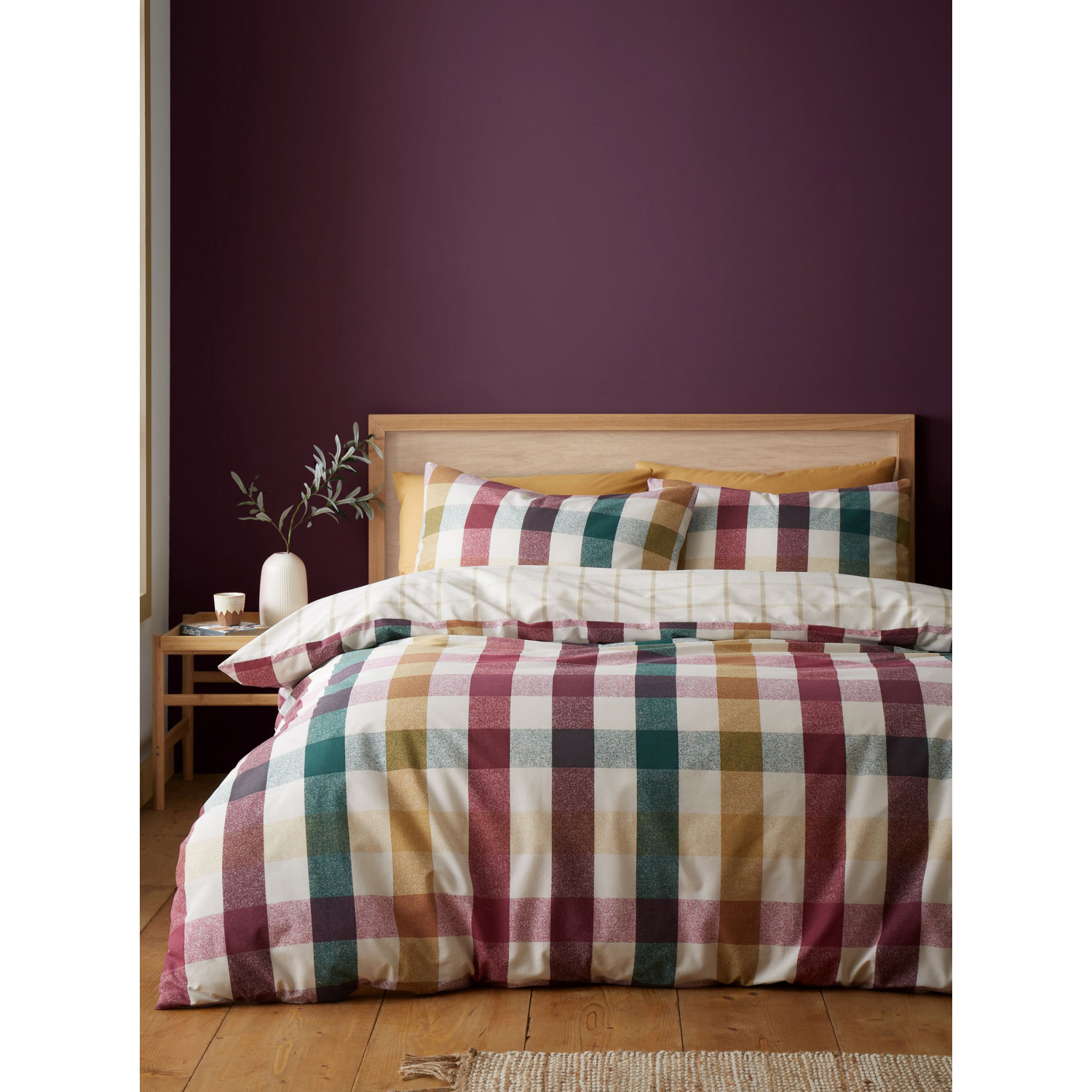 Catherine Lansfield Unisex Multicolor Autumn Check Duvet Cover Set | Size: Single - Image 3