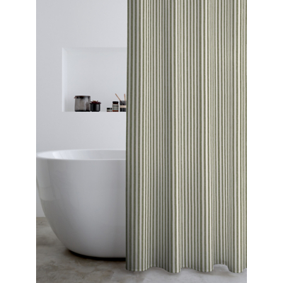 Catherine Lansfield 'Timeless Stripe' Shower Curtain in Green | Size: 180 cm width x 180 cm drop