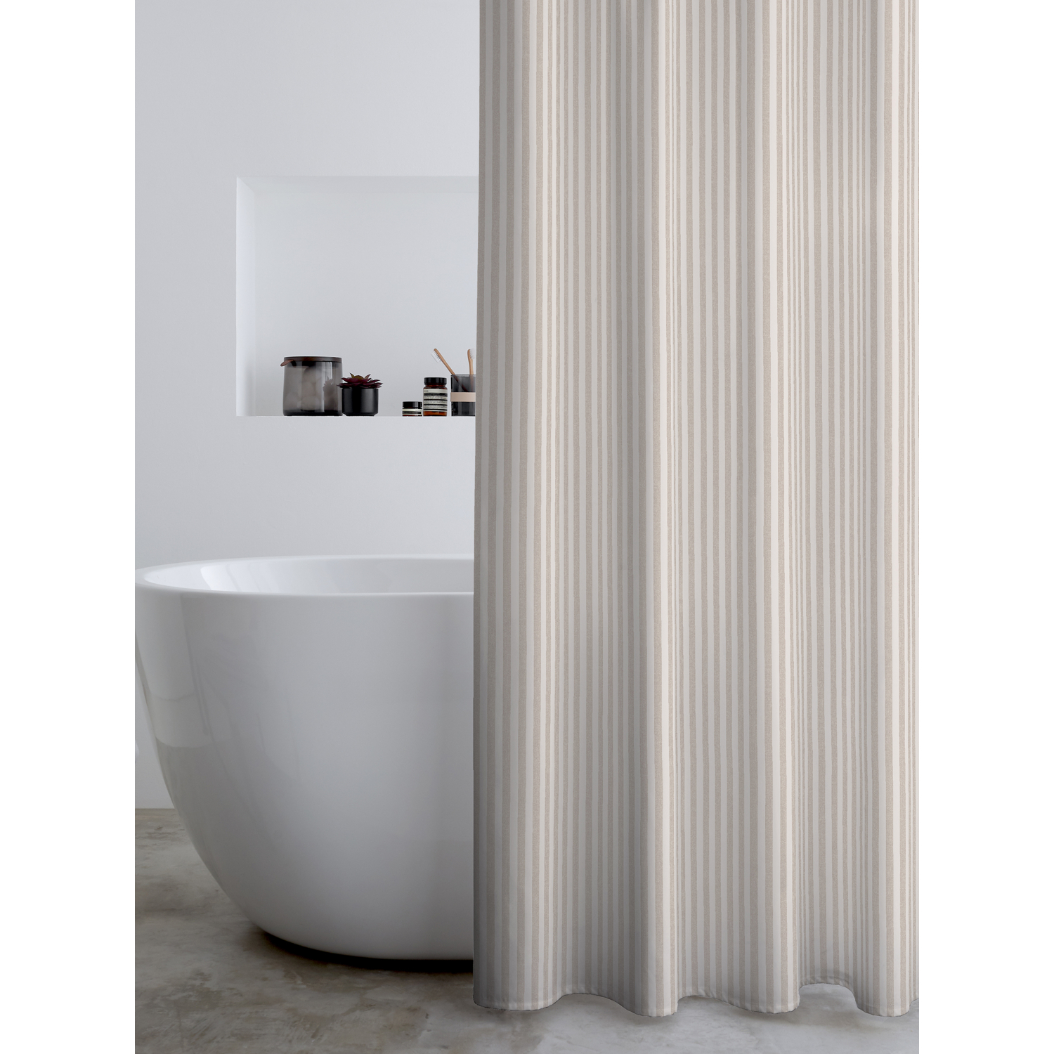 Catherine Lansfield  Timeless Stripe Shower Curtain - Natural - 180x180cm - Image 7