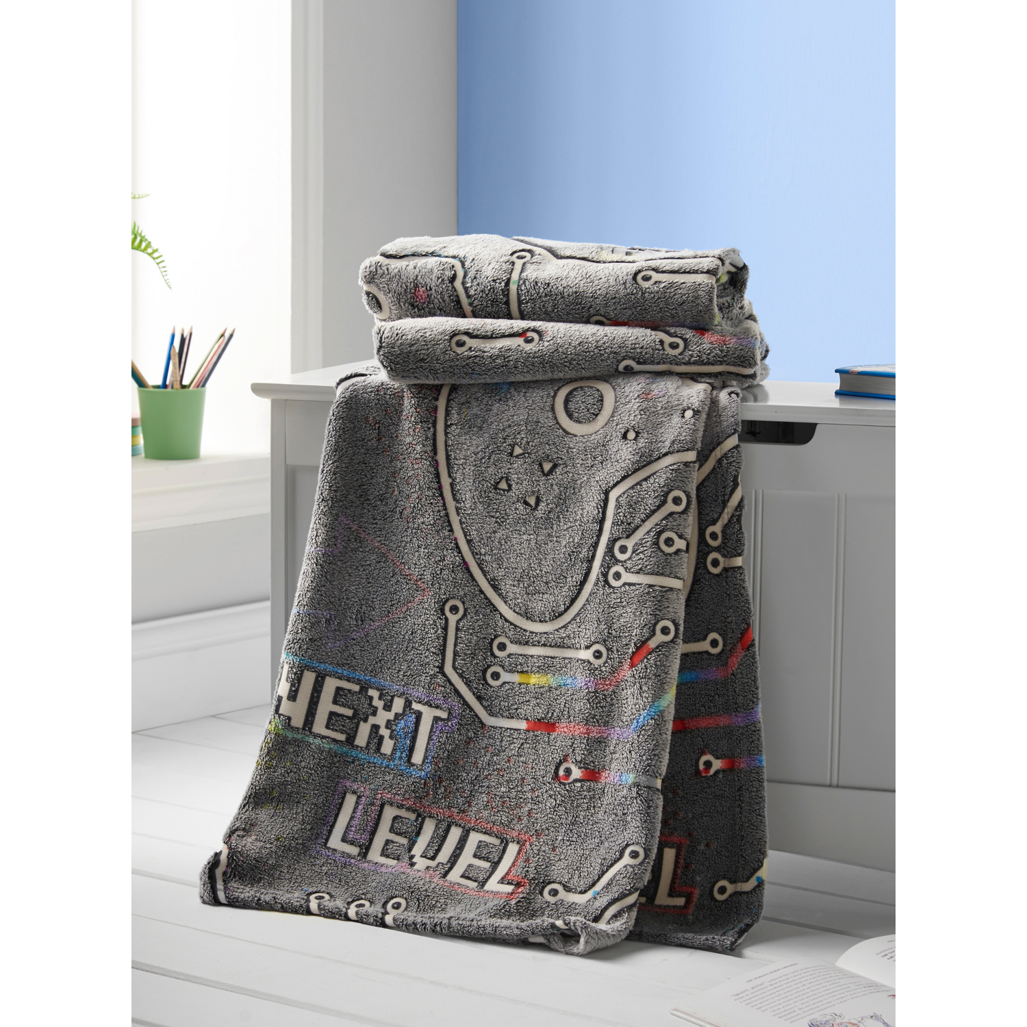 Cat Black Catherine Lansfield Game Over Blanket Throw - 130Cm X 170Cm