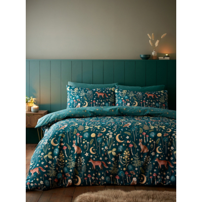 Catherine Lansfield Enchanted Twilight Animals Forest Green Duvet Set - King Size / Green