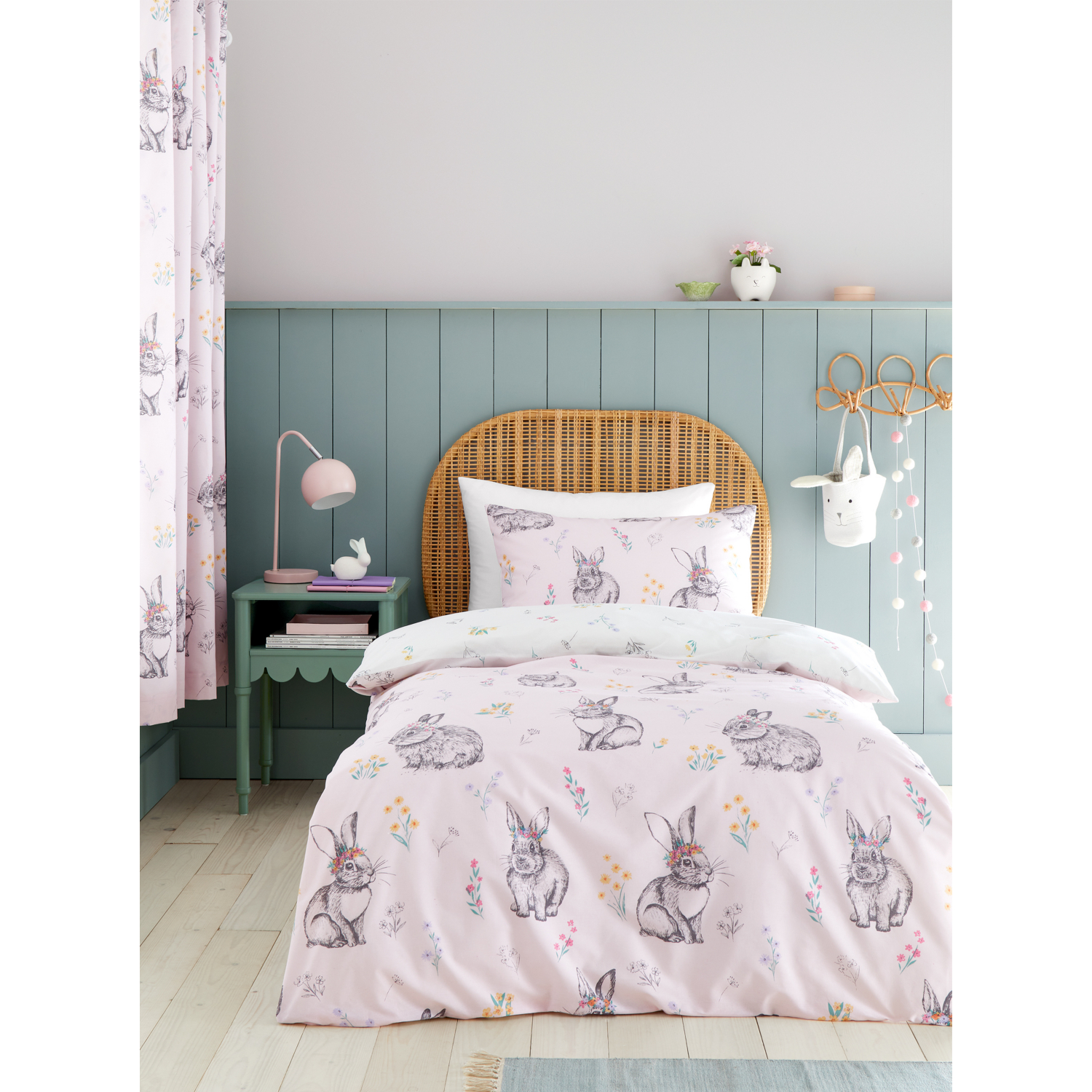 Cat Pink Catherine Lansfield Bunny Tails Duvet Cover Set