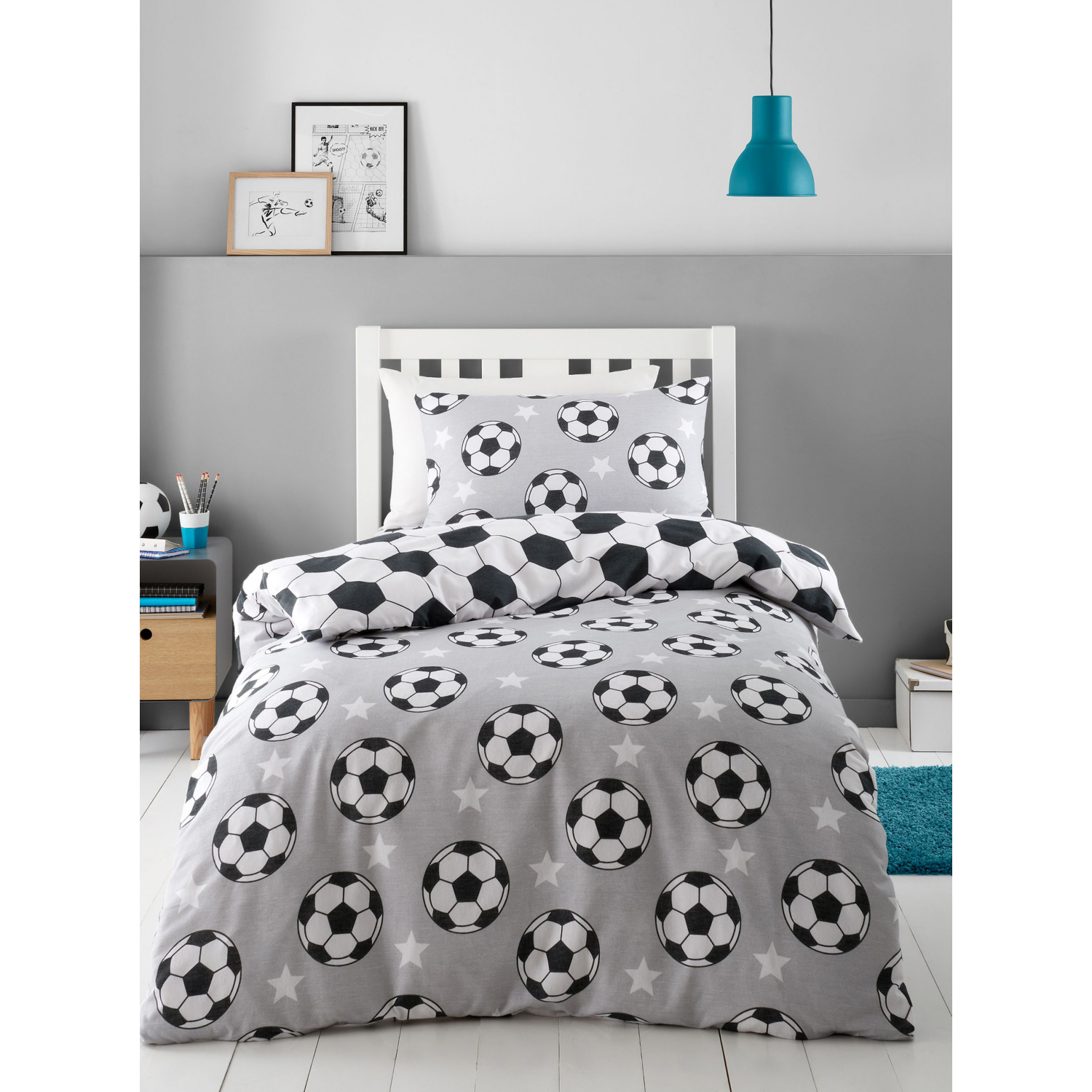 Cat Grey Catherine Lansfield Football Stars Duvet Cover Set