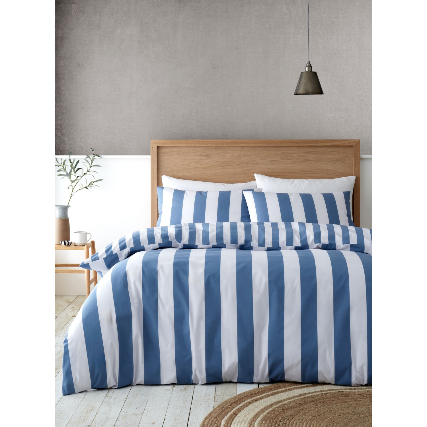 Cat Blue Catherine Lansfield Cove Stripe Duvet Cover Set