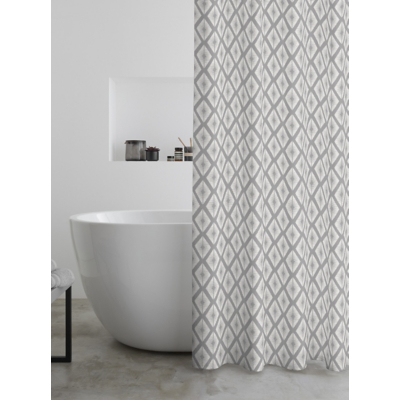 Catherine Lansfield Aztec Diamond Silver Grey Shower Curtain Panel - 180x180cm / Grey