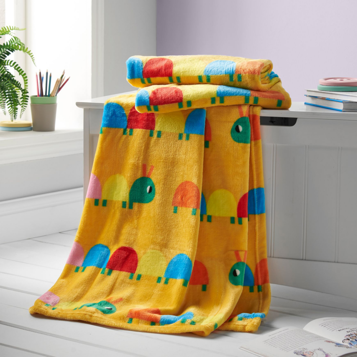 Cat Multi Catherine Lansfield Curious Caterpillar Cosy Throw - 130 X 170Cm