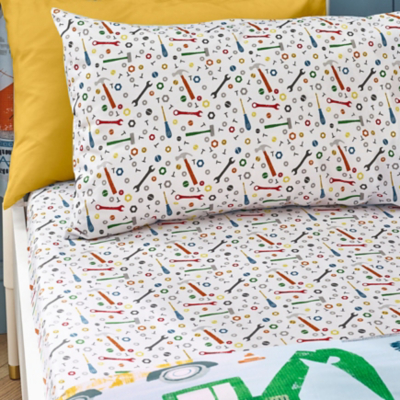 Catherine Lansfield Digger Dreams Fitted Sheet - Single / Multi