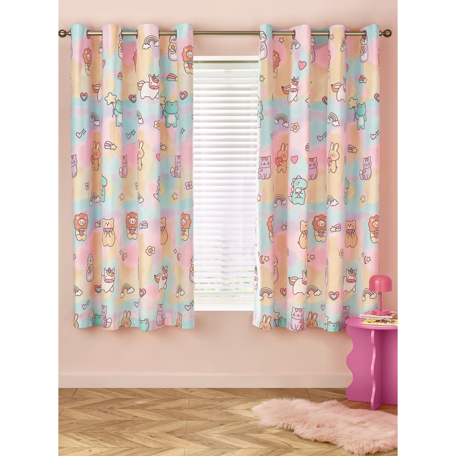 Cat Multi Catherine Lansfield Together Eyelet Curtains