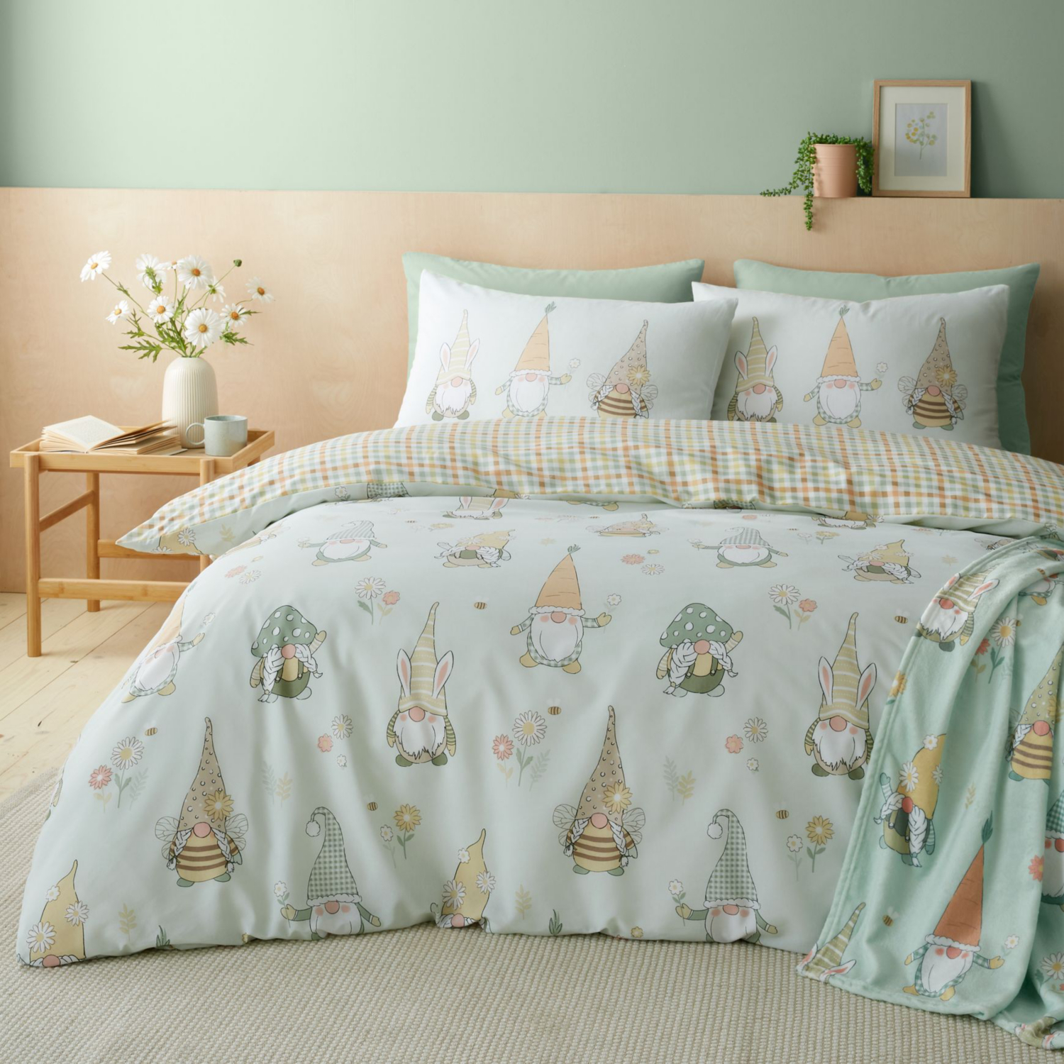 Cat Mint Catherine Lansfield Spring Gonks Duvet Cover Set