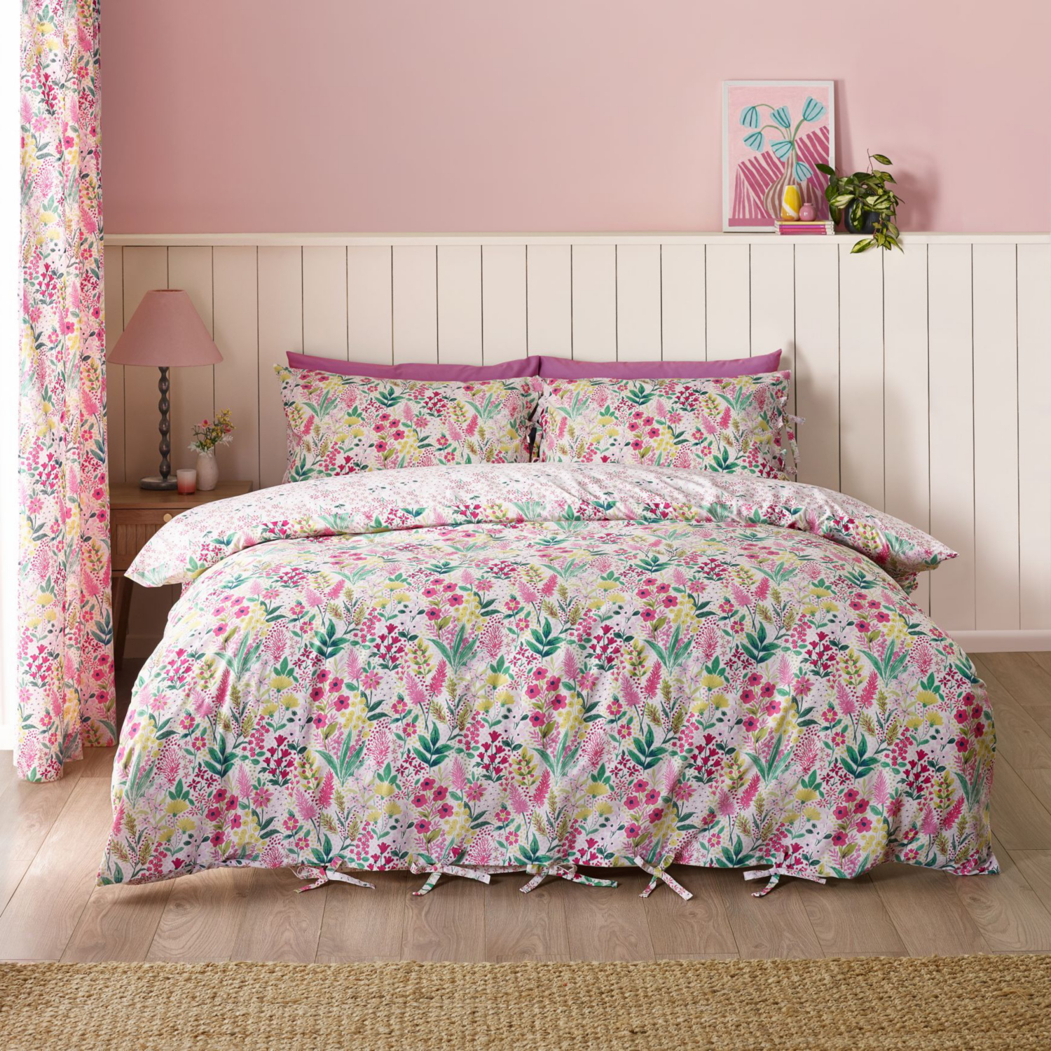 Cat Pink Catherine Lansfield Tilly Floral Duvet Cover Set
