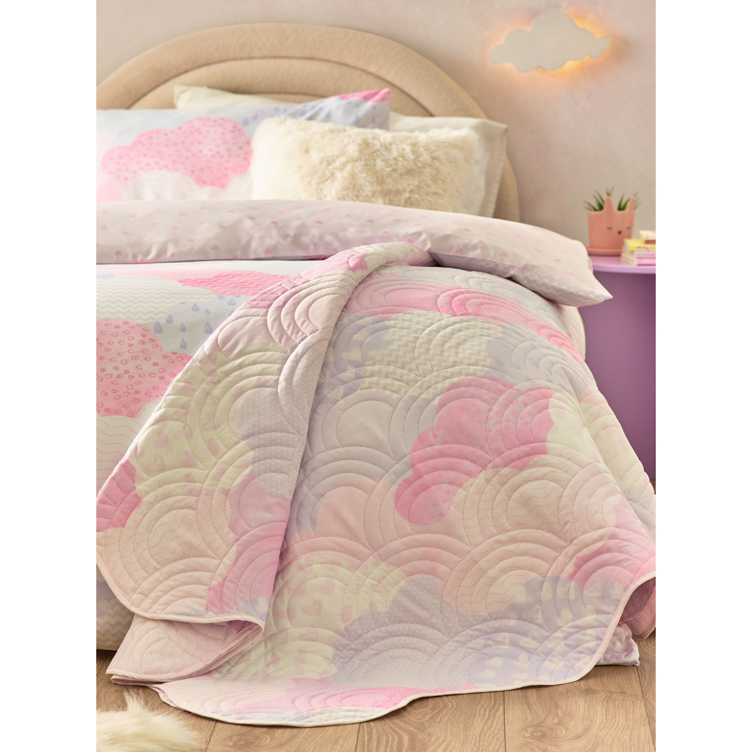 Cat Pink Catherine Lansfield Soft As A Cloud Bedspread - 150 X 200Cm