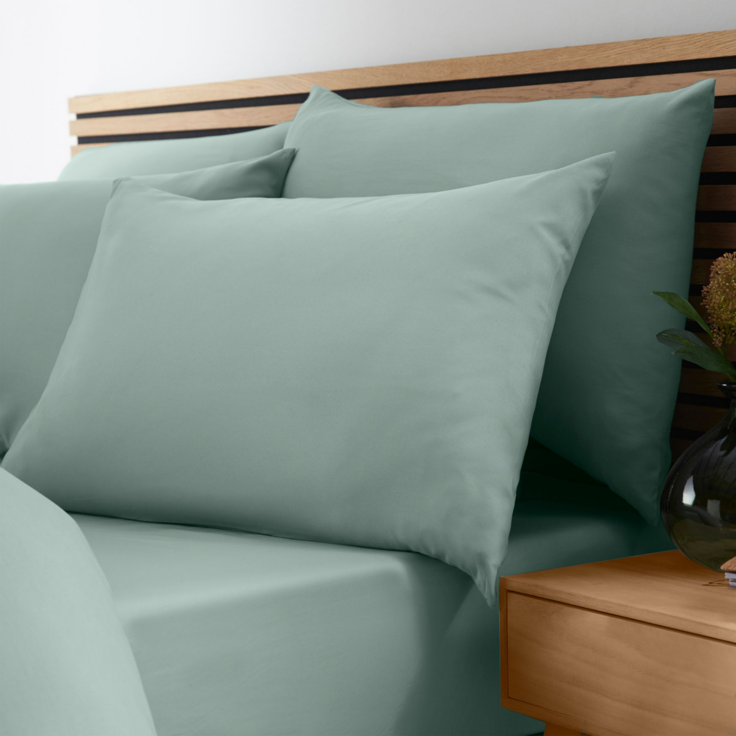 Cat Green Catherine Lansfield So Soft Non-Iron Fitted Sheet