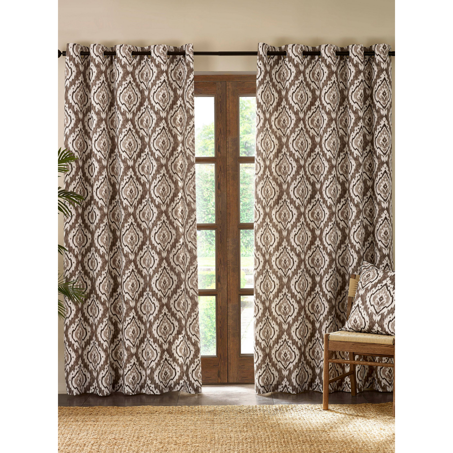 Apple Natural Pineapple Elephant Suri Geo Lined Eyelet Curtains