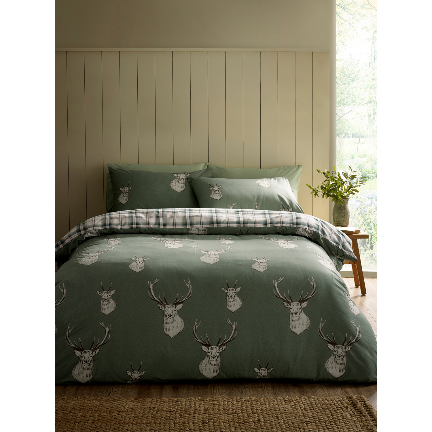 Catherine Lansfield Green Stag Duvet Set - Soft - Double - Image 10