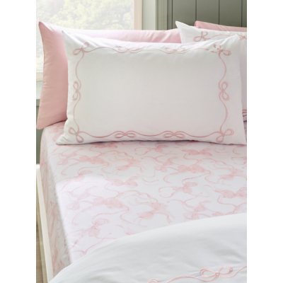 Catherine Lansfield 'Bow' Fitted Sheet in Pink | Size: Single Fitted