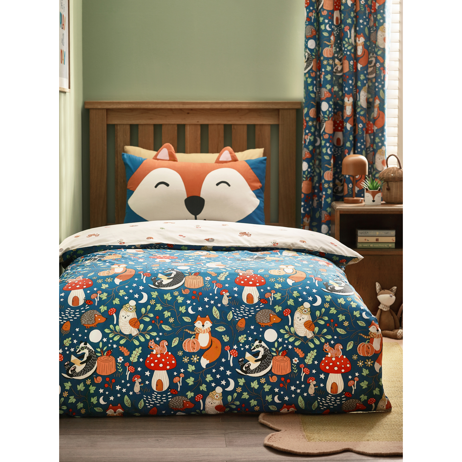 Cat Green Catherine Lansfield Fox Woodland Duvet Cover Set