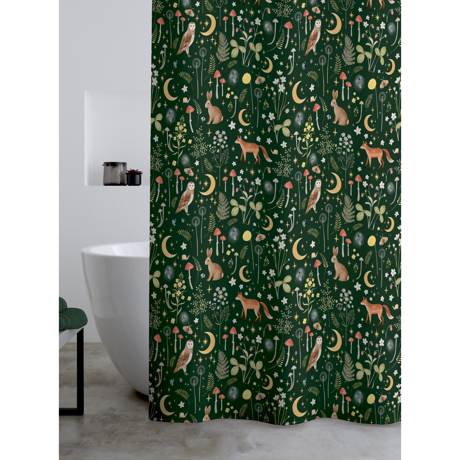 B&Q -  Enchanted Twilight Animals 180X180Cm Shower Curtain Forest Green - Image 9