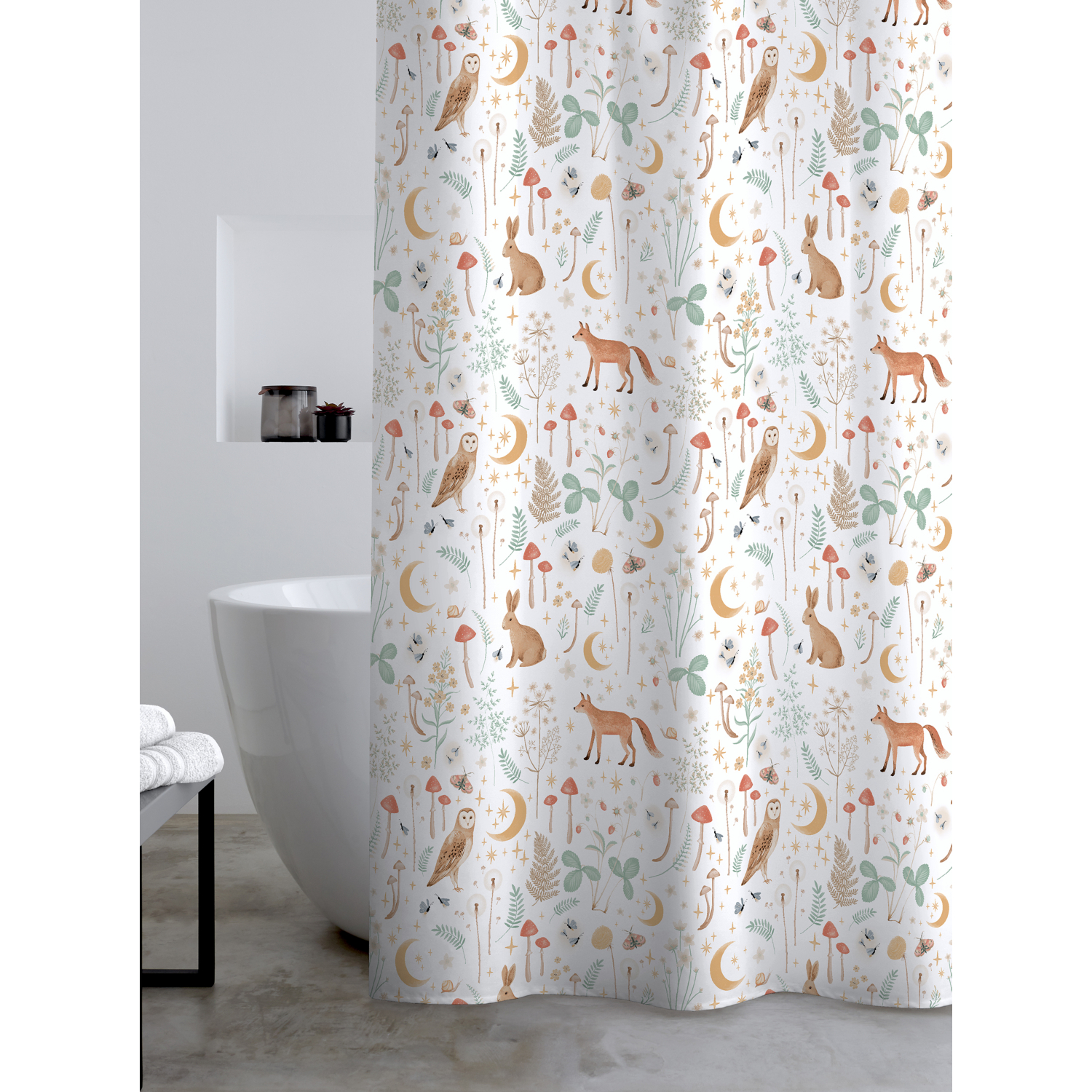 Rackhams White Enchanted Twilight Animals Shower Curtain - Image 8