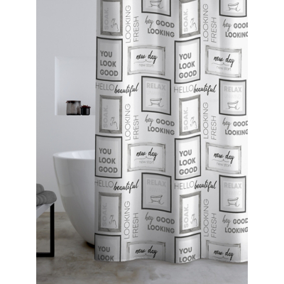 Catherine Lansfield 'Relax & Unwind' Shower Curtain in Grey | Size: 180 cm width x 180 cm drop