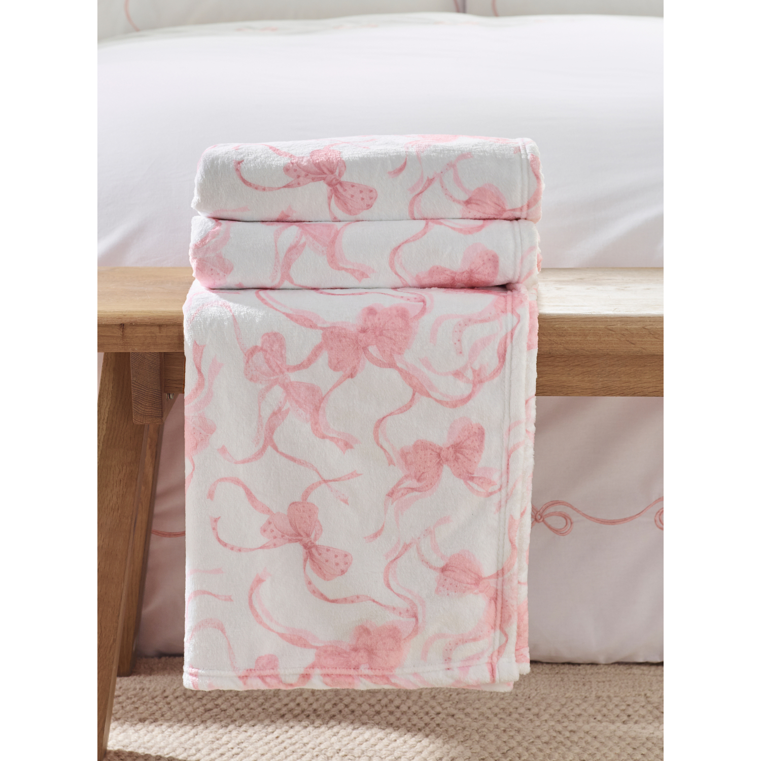 Cat Pink Catherine Lansfield Bow Oversized Blanket Throw - 200Cm X 240Cm - Image 13