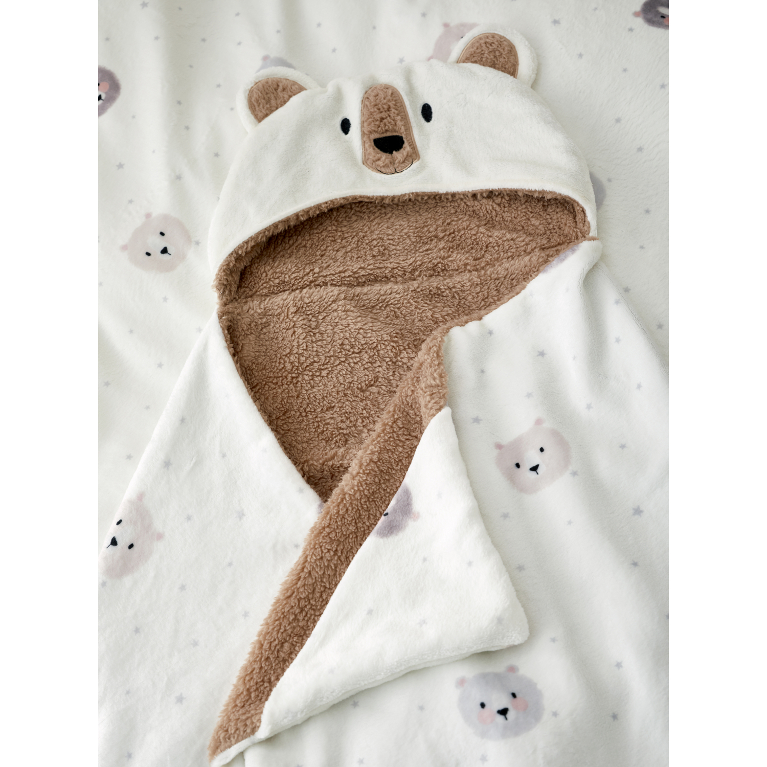 Cat Natural Catherine Lansfield Cosy Bear Fleece Hooded Blanket