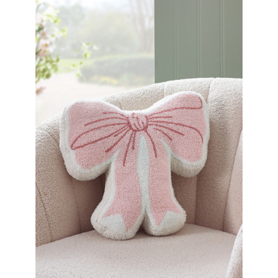 Catherine Lansfield 'Bow' Boucle 3D Shaped Cushion in Pink