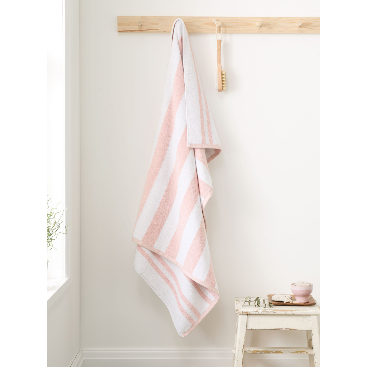 George Blush Bianca Reversible Stripe Cotton Jacquard Towel Range