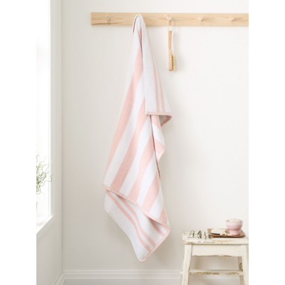 George Bianca Blush Reversible Stripe Cotton Jacquard Towel Range