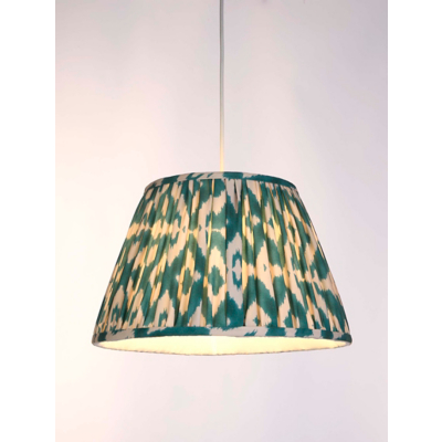 Lighting Collection Ikat Green Gathered Tapered Shade - 35Cm, Blue