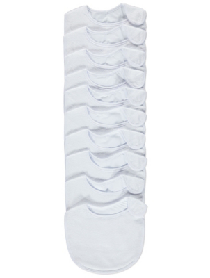 White Plain Fastening Bibs 10 Pack 