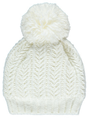 cream bobble hat
