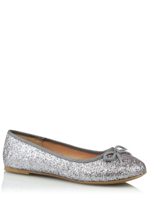 silver glitter ballet pumps