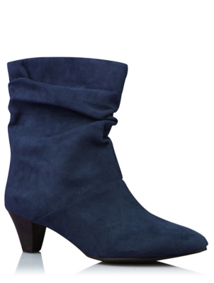 Navy Ruched Heeled Boots | Women 